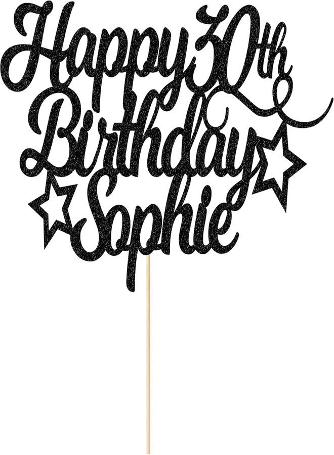 Confetti! Custom Black Glitter Birthday Cake Topper with Personalized Age & Name - Perfect Sparkling Decoration for Kids, Teens, and Adults’ Cakes for 1st, 16th, 18th, 21st, 40th, 60th Birthday - Image 1